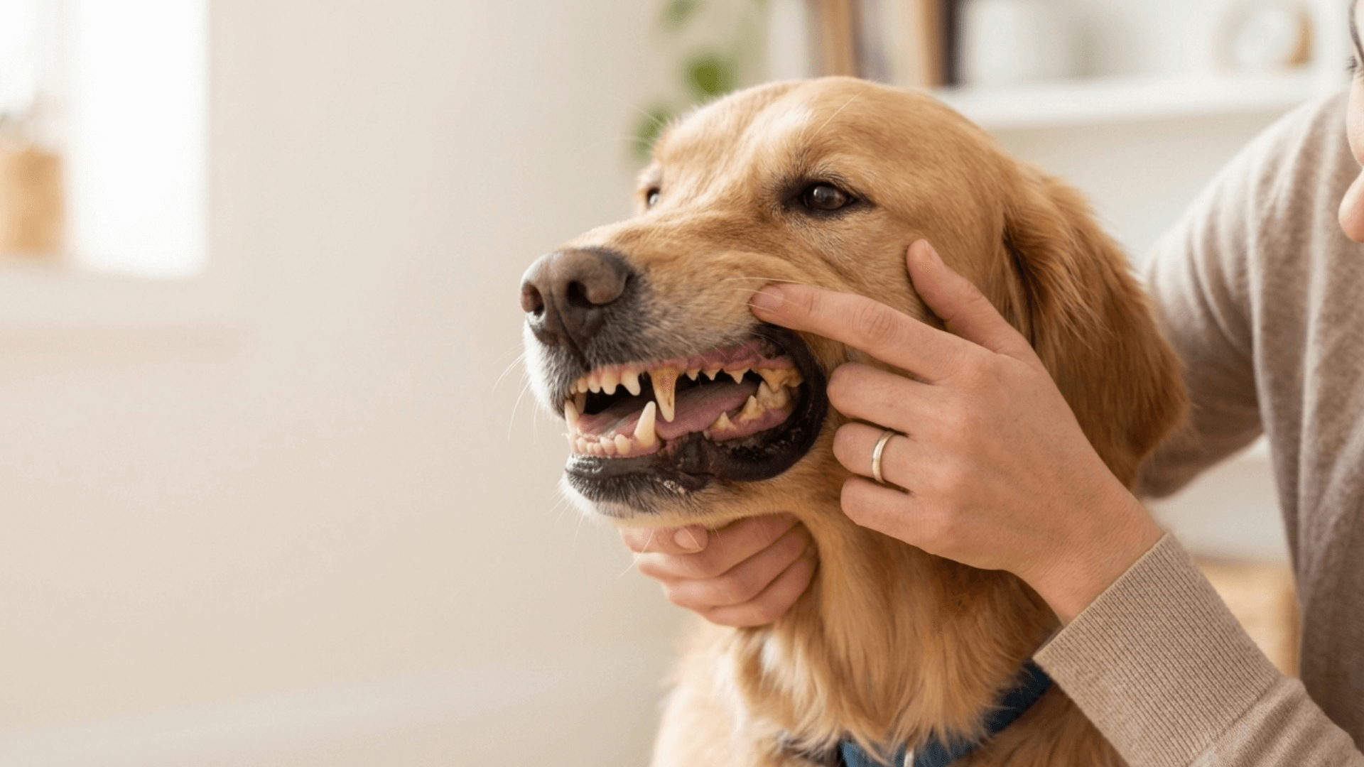 Alitosi cane: cause, rimedi e quando preoccuparsi 1 Placca e tartaro sui denti del cane causa comune di alitosi
